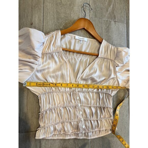 NWOT FRAME Julianne BLUSH Top PUFF SLEEVES BLOUSE SIZE XS - Picture 7 of 9